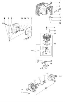 Глушитель триммера Oleo-Mac Sparta 44 (рис. 7) 61250194R - фото 12172