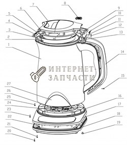 Верхняя часть крышки чайника Galaxy GL0340 красный 391033 - фото 168393