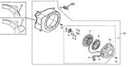 ручной стартер в сборе бензогенератора Elitech БЭС 1800 (рис.1) 0101022000 - фото 22446