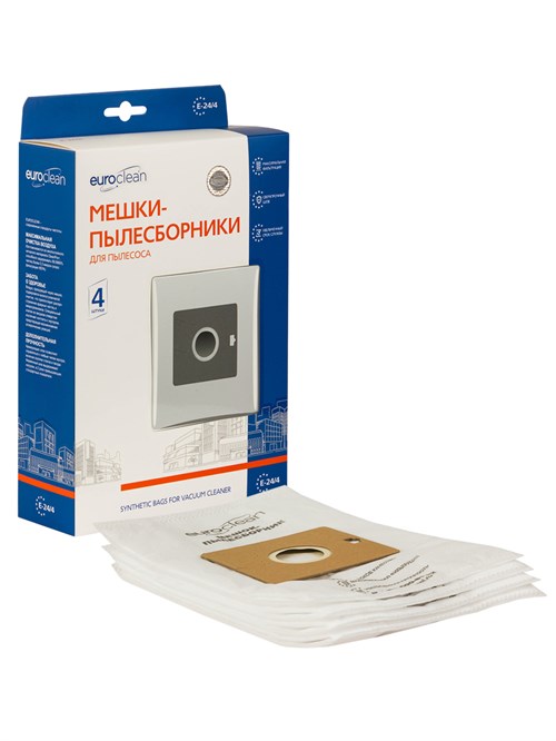 Мешки-пылесборники Euroclean синтетические 4 шт для HOTPOINT-ARISTON, BORK, FAKIR и др.
