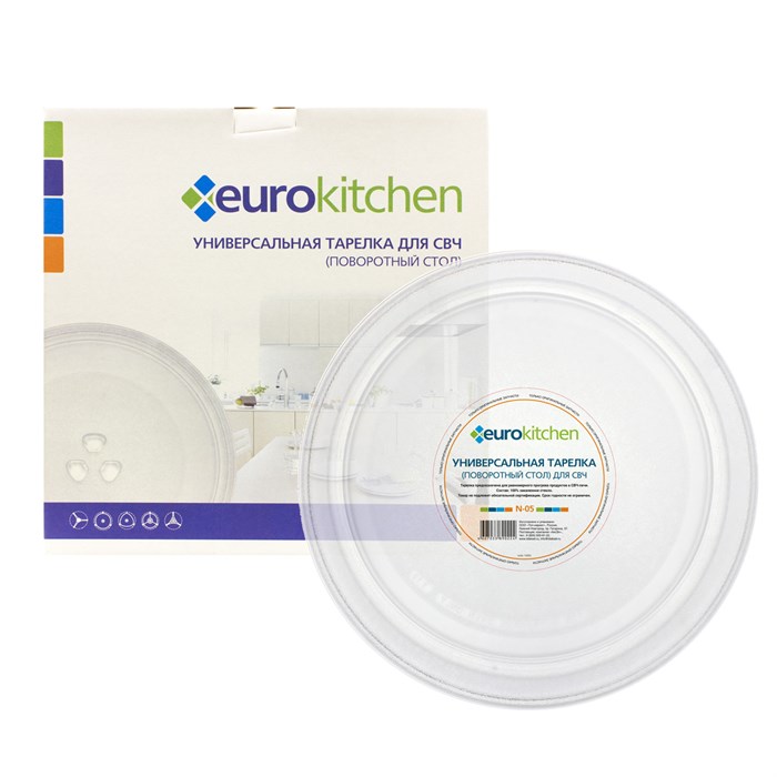 Стеклянный поддон Eurokitchen N-05 для микроволновки, под крестовину, диаметр 360 мм N-05 - фото 463608