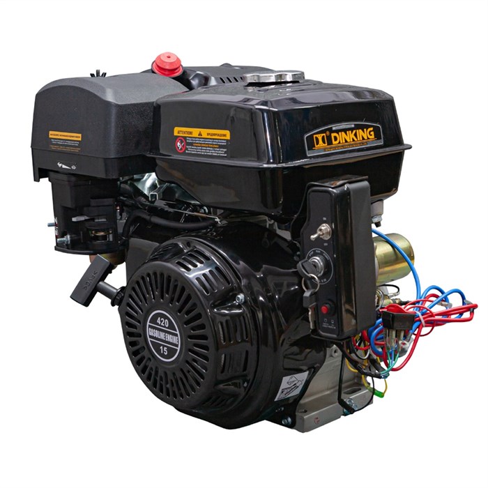 Двигатель Dinking DK190F-S (15лс, праймер, ручной стартер, объем 420сс, катушка освещения 12V 100W, 25мм вал тип S, датчик масла, выхлопной патрубок) 986534 - фото 464366