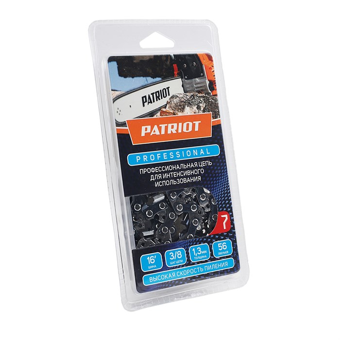 Цепь пильная PATRIOT 91LP-56E Professional (3/8quot;, 1.3 мм, 56 звеньев) 46088 - фото 469645